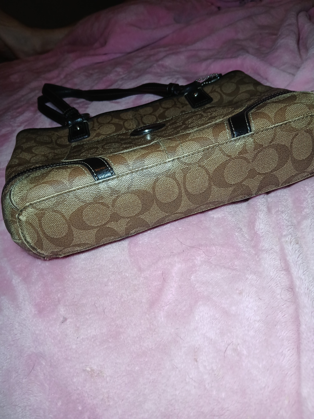 Coach Peyton Signature Heritage Tote Bag Brown F18917 Flawed - Picture 8 of 16